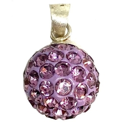 Dije bolita de fuego de 10 mm con engarce de plata color lila