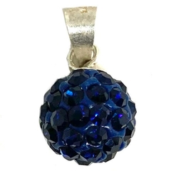 Dije bolita de fuego de 8 mm con engarce de plata color azul marino
