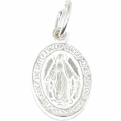 Dije virgen milagrosa ovalada de plata italiana de 1,6 cm de alto y 1,1 de ancho
