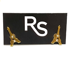 Aros de Torre Eiffel de acero dorado con cubic central de 1,3 cm x 0,5 cm
