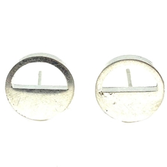 Aro circulo mitad calado mitad liso de acero blanco de 0,9 cm de diametro