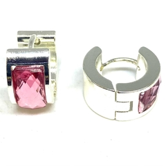 Argolitas cubanitas de acero blanco piedra rosa de 1,5cm de diametro