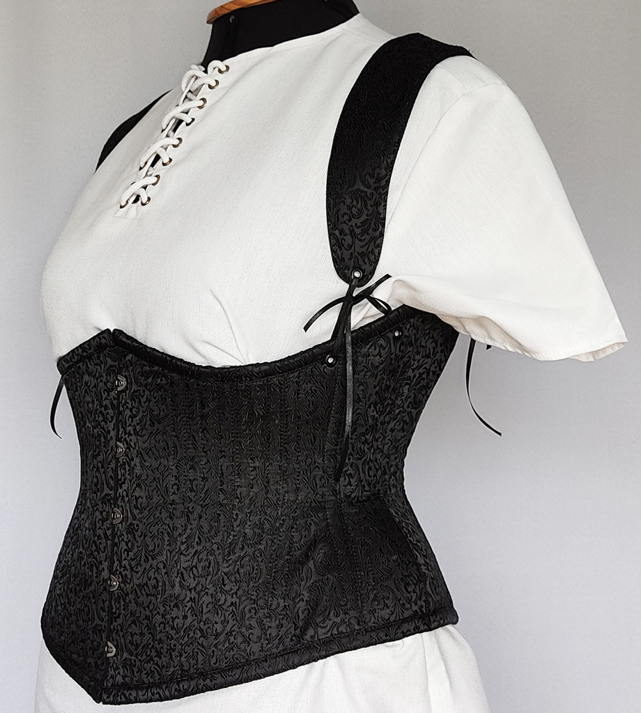 Classic Victorian Underbust Fake Suede Corset, Black,, 45% OFF