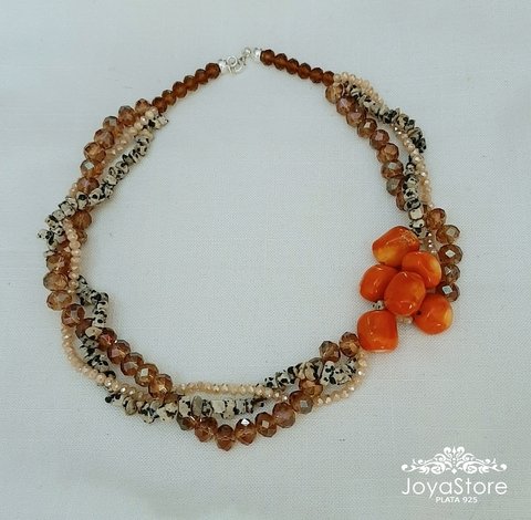 COLLAR COMBINADO PIEDRA y CRISTAL