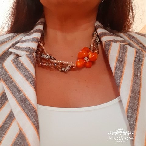 COLLAR COMBINADO PIEDRA y CRISTAL