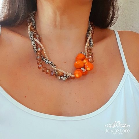 COLLAR COMBINADO PIEDRA y CRISTAL