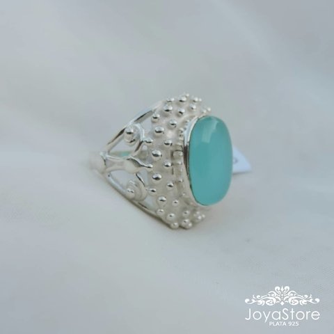 ANILLO DE PLATA Y CALCEDONIA