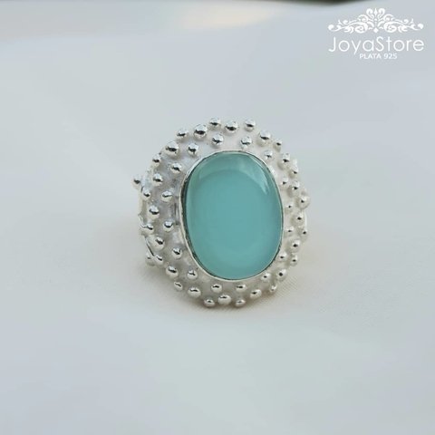 ANILLO DE PLATA Y CALCEDONIA