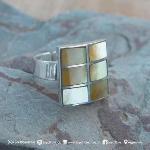 ANILLO DE PLATA Y NACAR