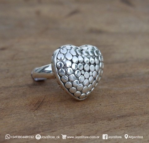 anillo corazón plata inflada