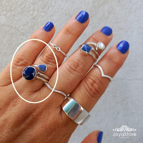 anillo piedra azul