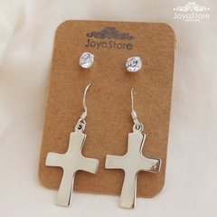 CONJUNTO DE AROS x 2 Cruces Cristal