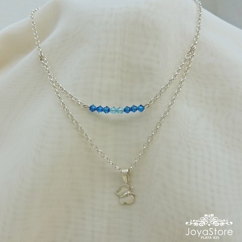 CADENA DOBLE CON CRISTALES Y DIJE