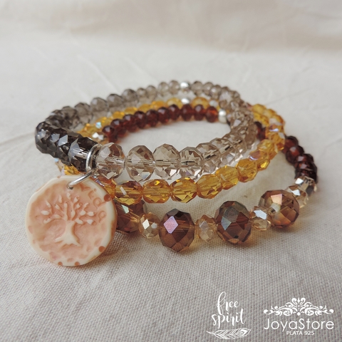 PULSERAS CRISTALES x 3 CON DIJE
