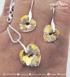 Conjunto Aros y Dije Corazón Cristal 18mm SW en internet