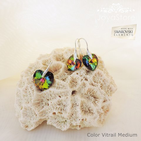 Conjunto Aros y Dije Corazón Cristal 18mm SW