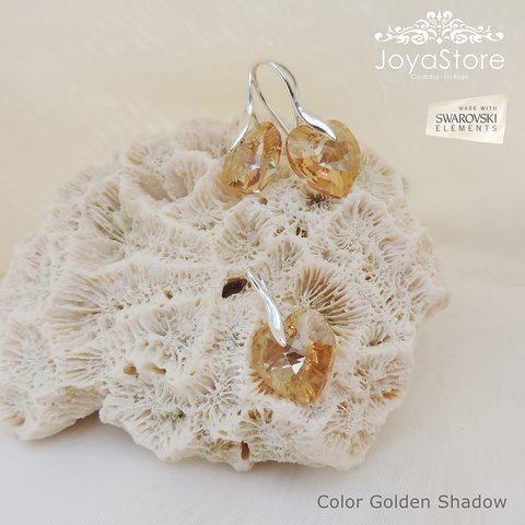 Conjunto Aros y Dije Corazón Cristal 18mm SW