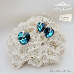 Conjunto Aros y Dije Corazón Cristal 18mm SW - JoyaStore