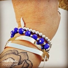 PULSERA PLATA Y CRISTAL CHECO AZUL - comprar online