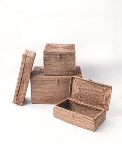 CAJAS DE RATTAN CON TAPA - comprar online