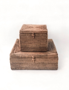 CAJA DE RATTAN CON TAPA