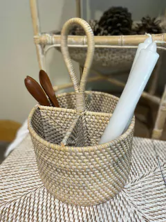 PORTA CUBIERTOS RATTAN BCO - comprar online