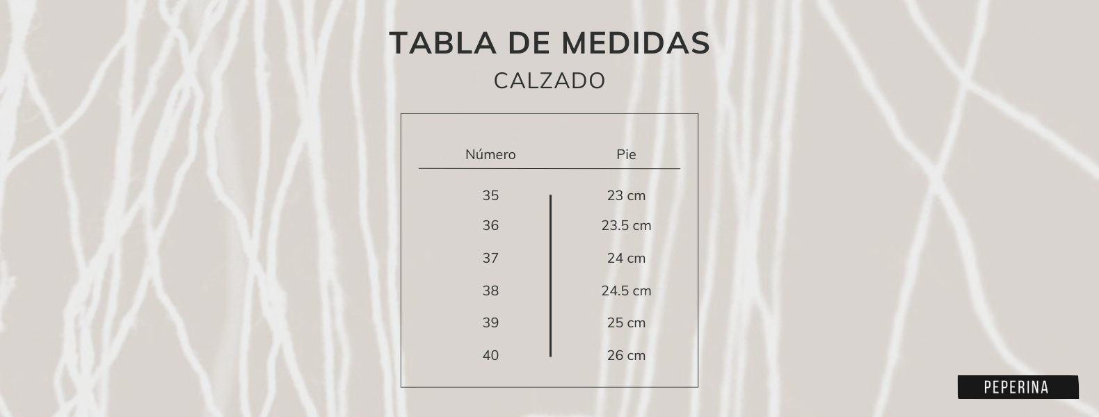 Tabla de talles de calzado