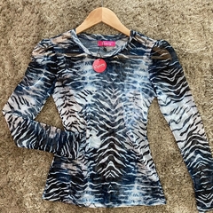 BLUSA TULE ZEBRA BLUE