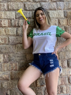BLUSA BRASIL BRANCA PAETÊ - comprar online