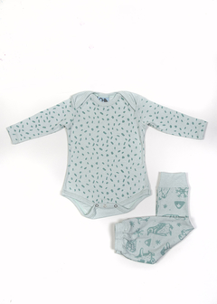Pantalón de bebe PINGUINIS menta - comprar online