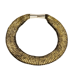 Collar LARIAT corto negro-oro