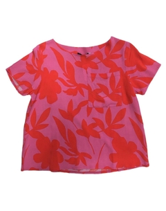 Blusa CUADRADA botánica fuccia y roja - comprar online