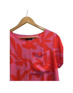 Blusa CUADRADA botánica fuccia y roja en internet