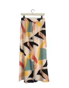 Pantalón PALAZZO abstracto crema