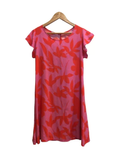 Vestido EVASE flor fuccia