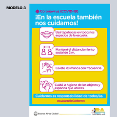 Afiches cuidados en las escuelas. Diseño 3.