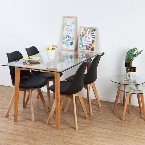 Mesa Estocolmo 140 + 4 Sillas Tulip - comprar online
