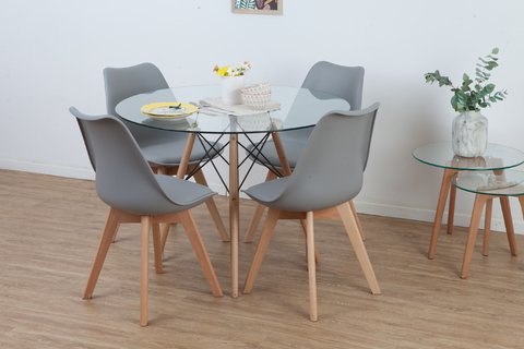Mesa Vidrio Redonda 1mt + 4 Sillas Tulip - comprar online