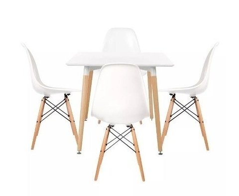 Mesa Eames 80x80 + 4 Sillas Eames