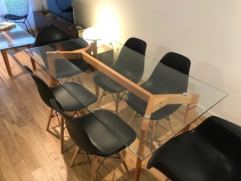Mesa de Vidrio 180x90 + 4 Sillas + 2 Sillones Eames - comprar online