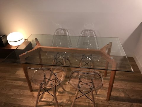 Mesa Vidrio 160x90 + 4 Sillas transparentes - comprar online