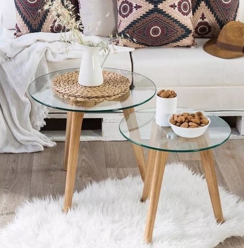 Mesa Ratona SET x2 Vidrio Estocolmo - comprar online