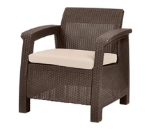 SET SILLONES KETER CORFU BALCONY EXTERIOR 2 SILLONES + 1 MESA MARRON OSCURO - comprar online