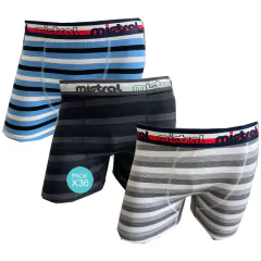ART 19918 BOXER DE ALGODON CON LYCRA RAYADO FANTASY II PACK X36
