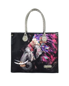 BOLSO PLAYERO O DE COMPRAS Elefante MAJESTIC Negro-violeta