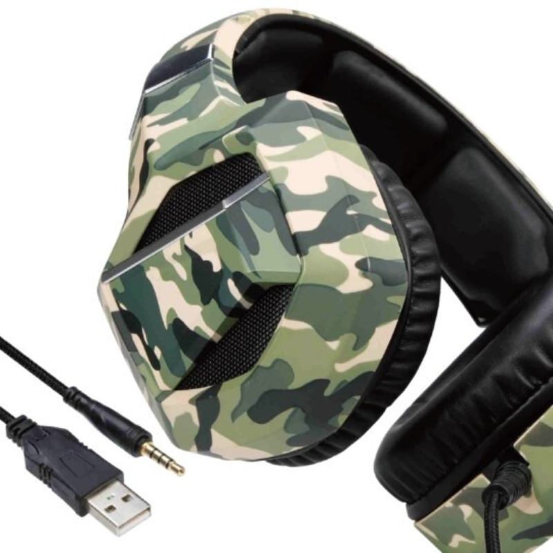 FONE HEADSET GAMER CAMUFLADO C/ MICROFONE E LED BRANCO USB