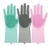 2 Guantes Silicona Esponja Lavaplatos Mascota Cocina W7