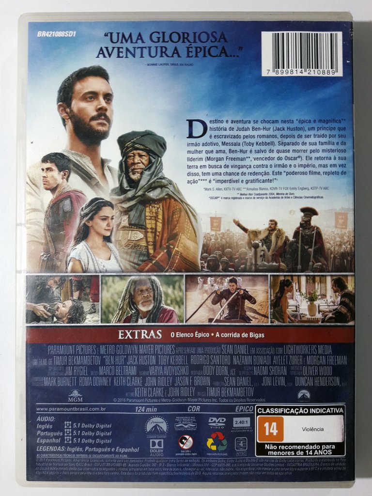 DVD Ben- Hur 2016 Jack Huston Morgan Freeman Toby Kebbell Rodrigo ...