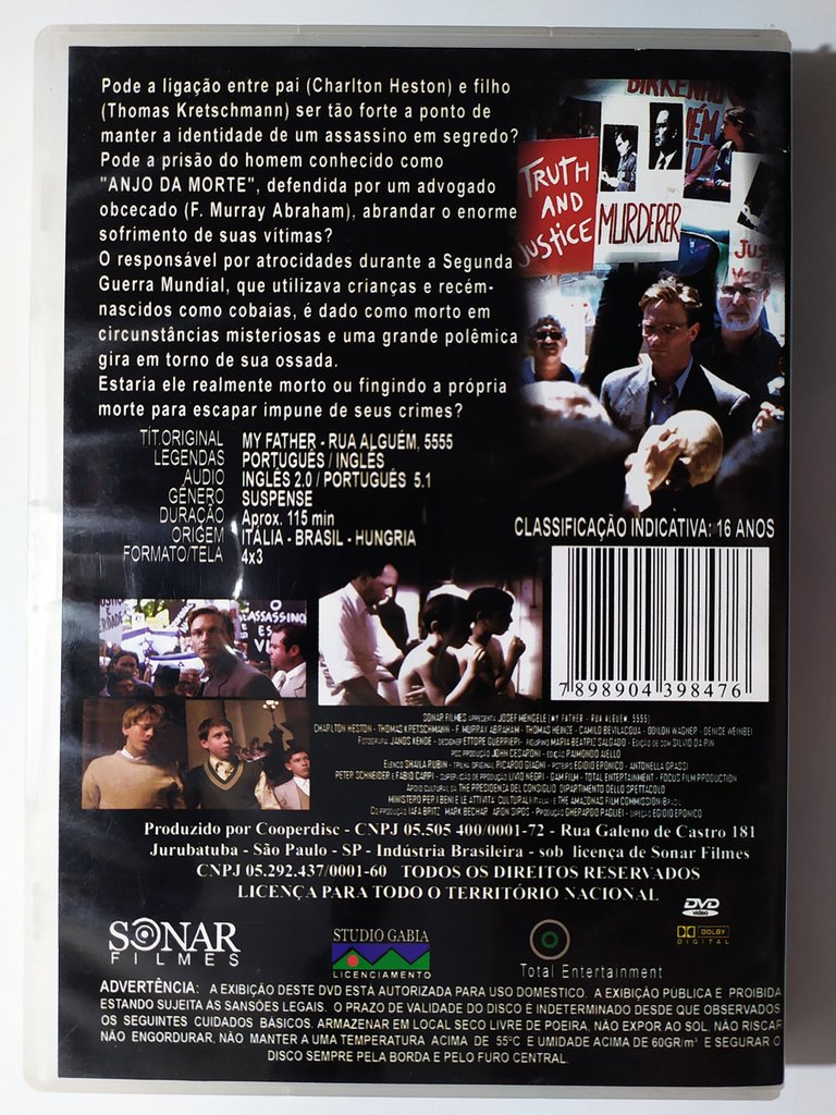 DVD Josef Mengele My Father Rua Alguém 5555 Charles Heston Original ...