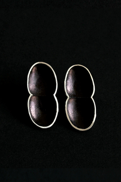 AROS OVO DOBLES NEGROS. PLATA 925 - comprar online